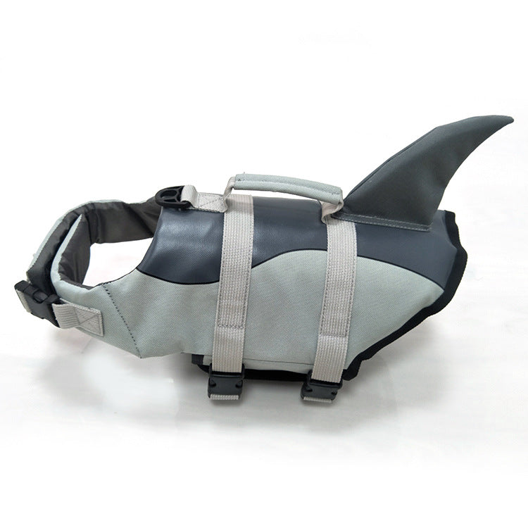 Pet Life shark mermaid swimsuit life jacket in pink with fin detail and adjustable straps