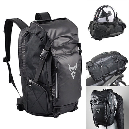 Multifunctional motorcycle travel backpack shoulder helmet bag in black with adjustable straps