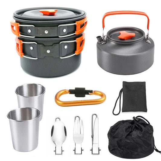 Outdoor portable cookware mess kit for camping, hiking, and picnic use by My Store