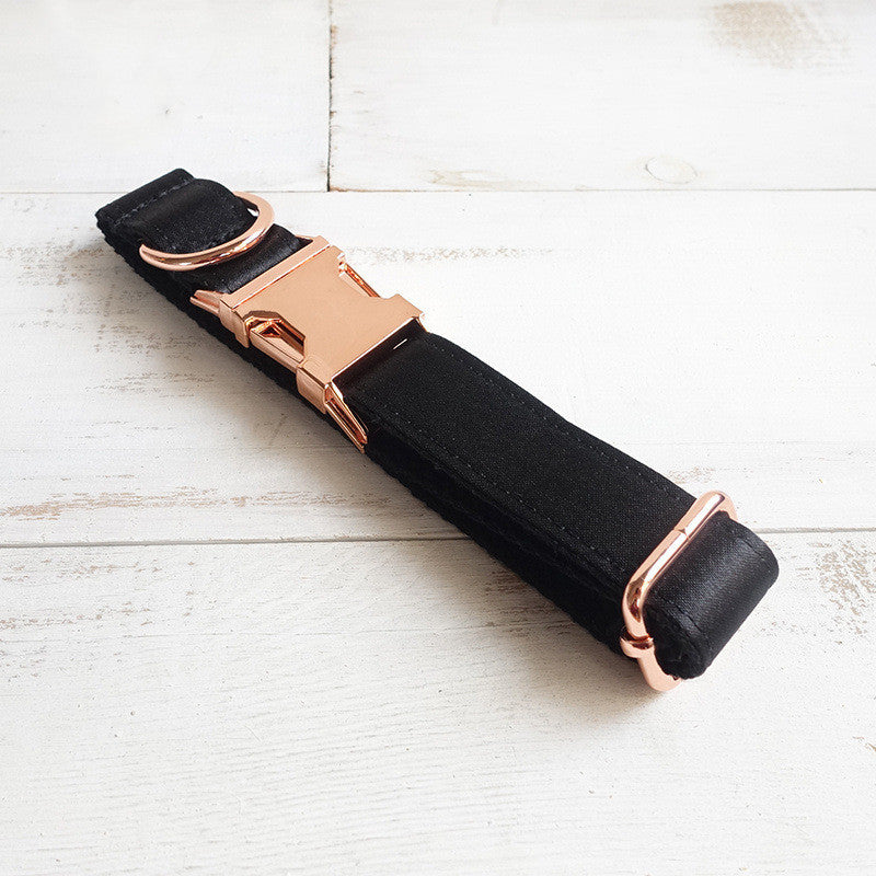 Black personalized dog collar for pets, adjustable pet supply accessory