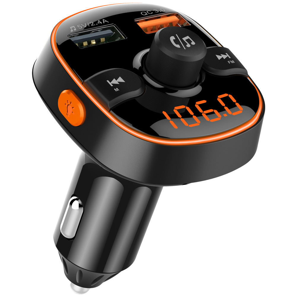 Car Bluetooth MP3 player FM transmitter with compact black design and LED display