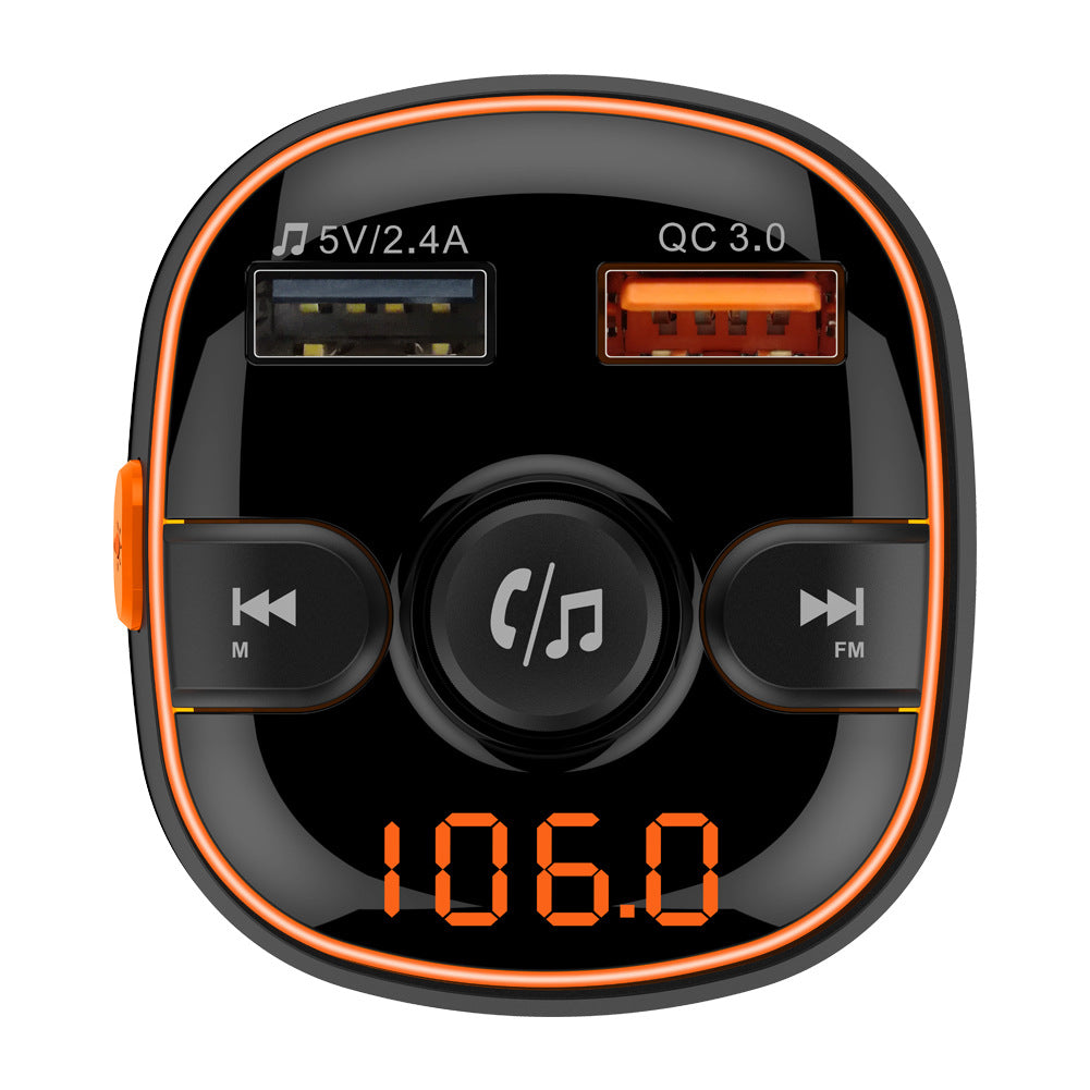 Car Bluetooth MP3 player FM transmitter with digital display and USB ports for in-car audio streaming