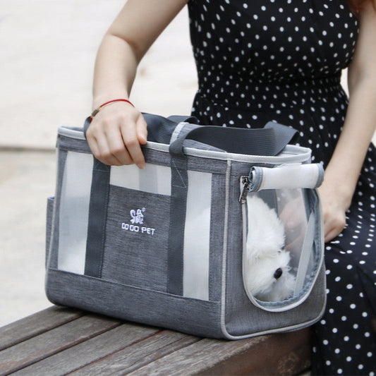 Portable breathable pet carrier backpack for cats and small dogs, large capacity travel handbag in black