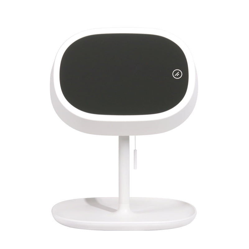 Muid portable red LED makeup mirror, foldable tabletop dressing mirror with built-in lights