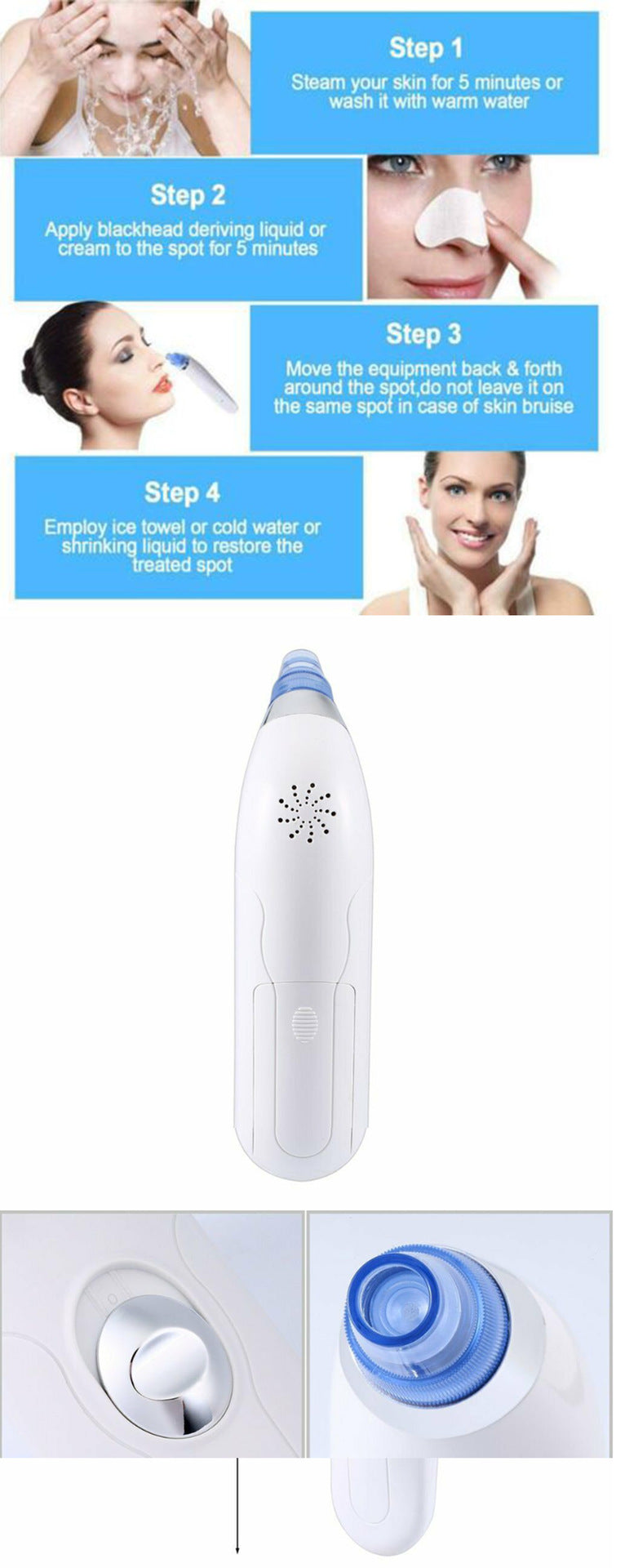 Blackhead electric pore cleaner with handheld suction design for removing blackheads