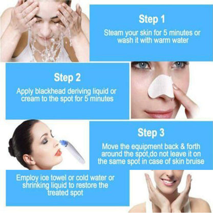 Blackhead electric pore cleaner, handheld blackhead remover with suction tip and compact black design