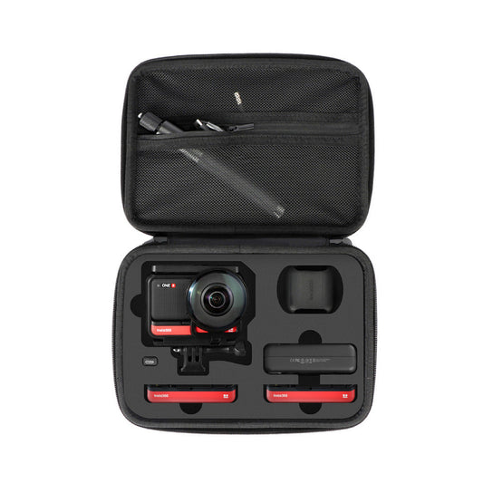 Black sports camera bag for outdoor camera accessories and storage