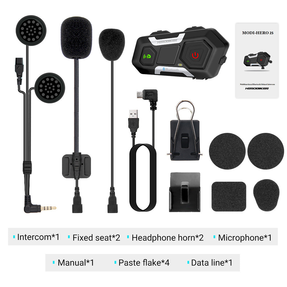 HEROBIKER motorcycle intercom helmet headset with waterproof speakers and wireless 1200m intercom system
