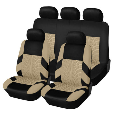 General Motors seat cover shown in black fabric with a contoured fit for vehicle seats