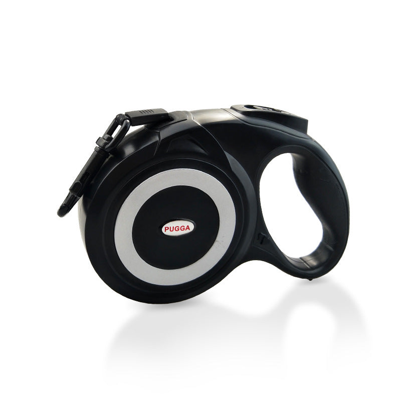 Retractable dog leash pull straps for large dogs, adjustable walking lead in black and gray