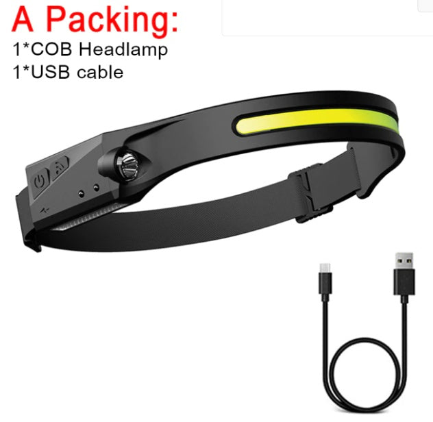 Induction light night running light for fishing, multifunctional design with hands-free illumination