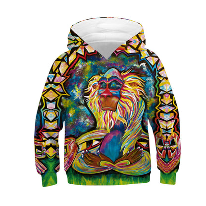 Digital printed children's hooded sweater for kids by My Store, featuring a colorful graphic design and cozy hood