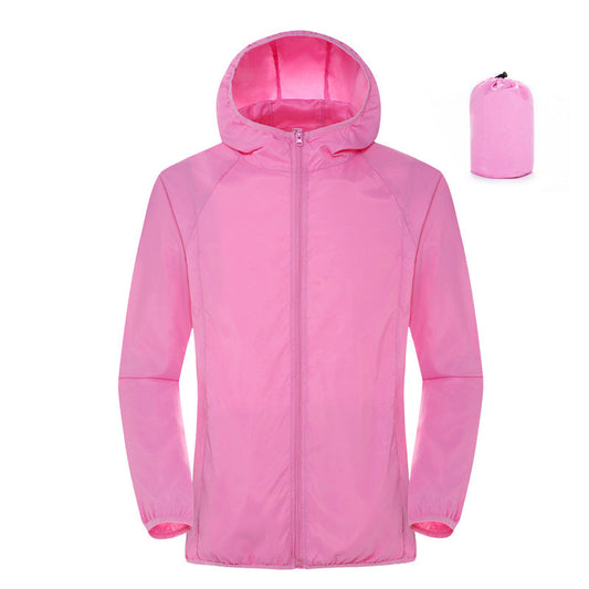 Women's lightweight waterproof windbreaker for summer outdoor sun protection.