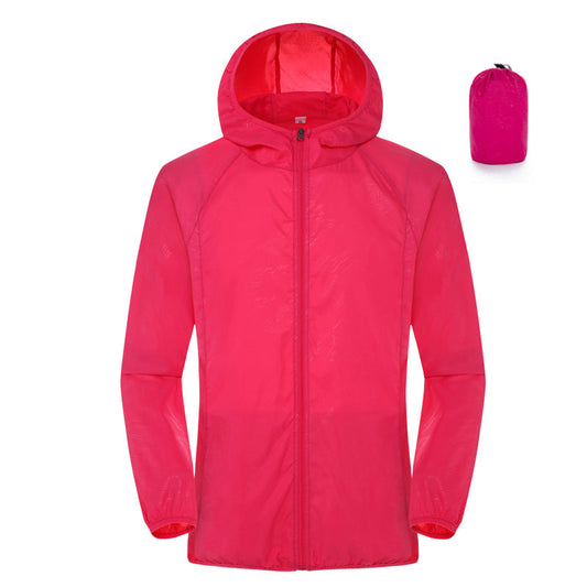 Women's lightweight waterproof summer windbreaker for outdoor sun protection, front view