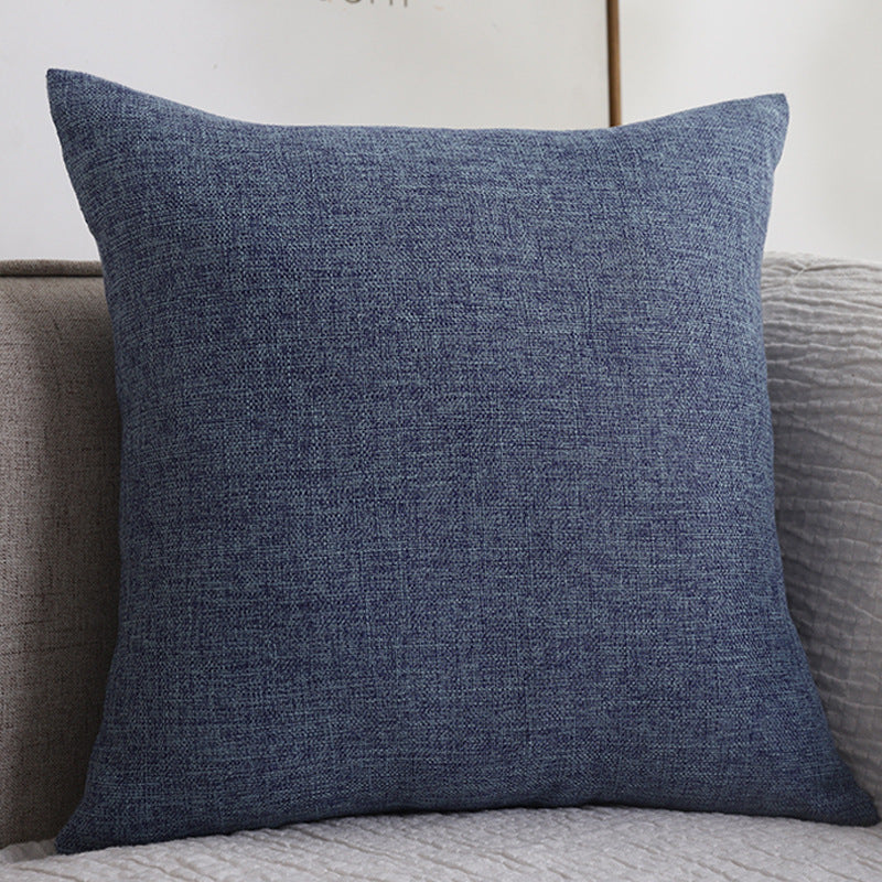 Plain cotton linen sofa cushion, thickened square pillow in neutral fabric for home seating comfort