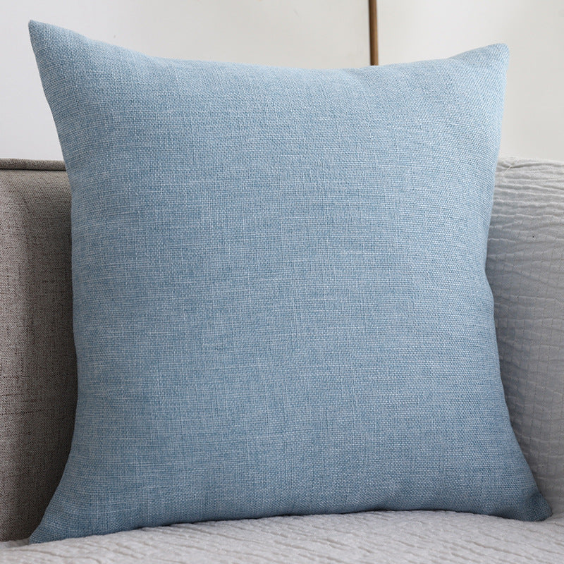Plain cotton linen thickened square sofa cushion pillow in a neutral fabric cover