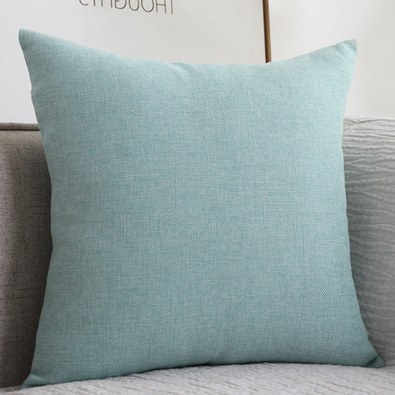 Plain cotton linen sofa cushion, thickened square pillow in a neutral fabric cover