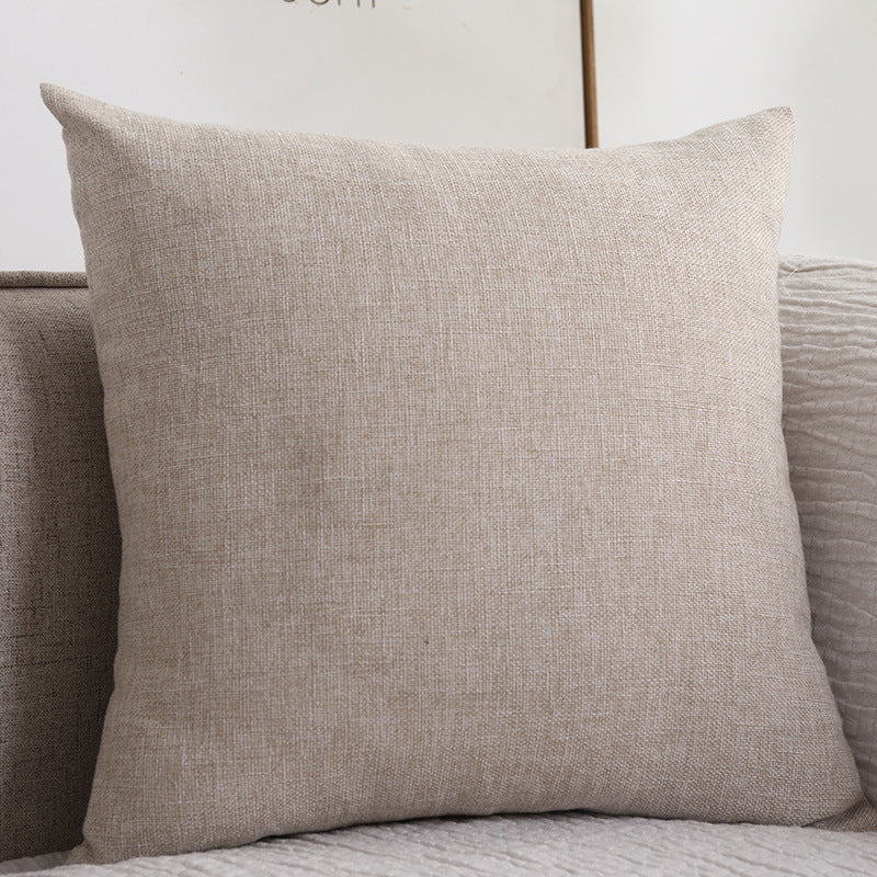 Plain cotton linen sofa cushion, thickened square pillow in a neutral fabric cover