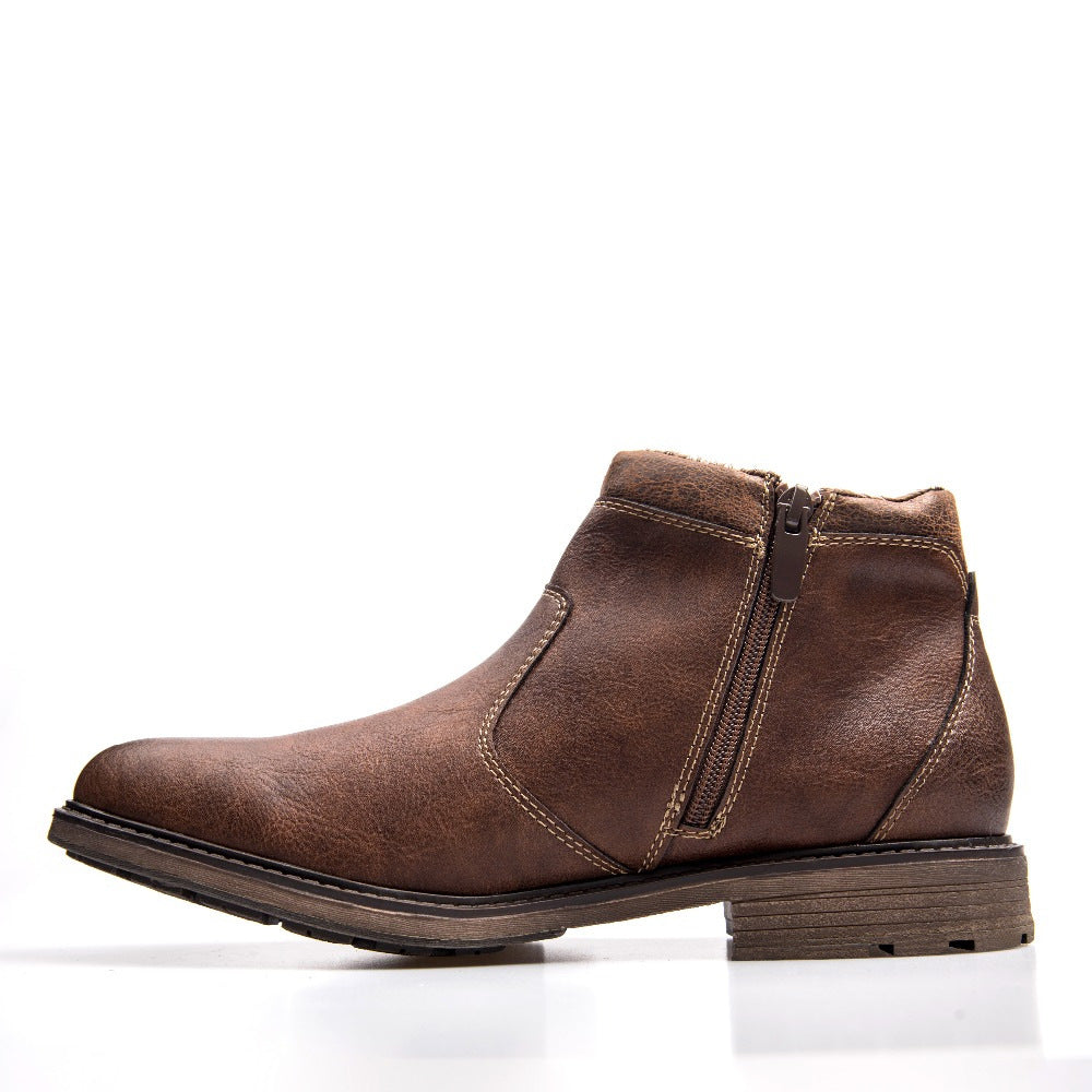 Men's ankle zipper boots, winter warm shoes in a classic design by My Store