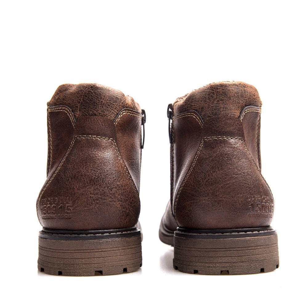 Men's ankle zipper boots, winter warm shoes in a classic design by My Store