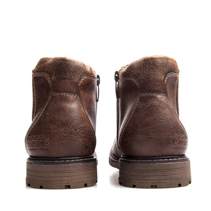 Men's ankle zipper boots, winter warm shoes in a classic design by My Store