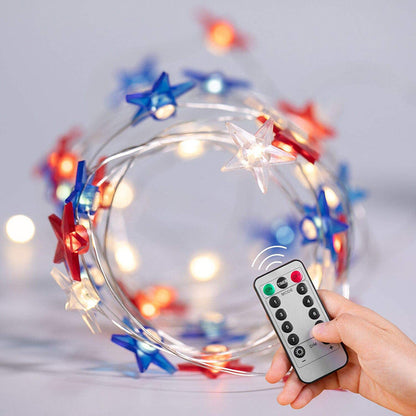 Three-color star shaped light string holiday decoration with glowing star lights