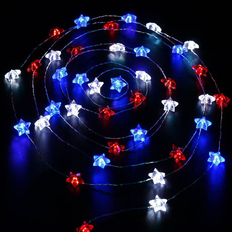 Three-color star-shaped holiday decoration light string by My Store
