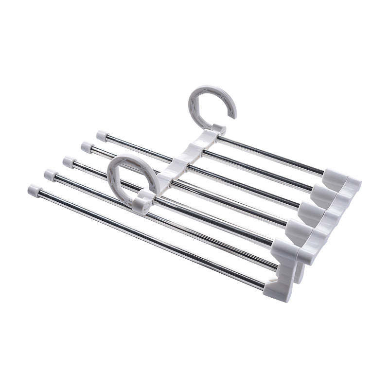 Telescopic folding multifunctional pants rack and pants hanger for household clothing organization