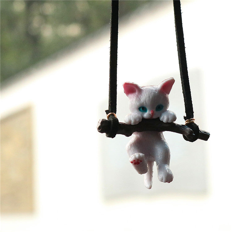 Cute branch cat car ornament pendant hanging from rearview mirror, Creative Cat design