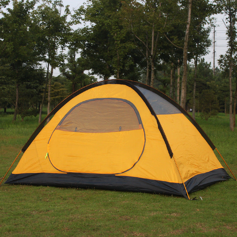 Outdoor camping double-layer tent with sturdy aluminum poles for shelter and outdoor use