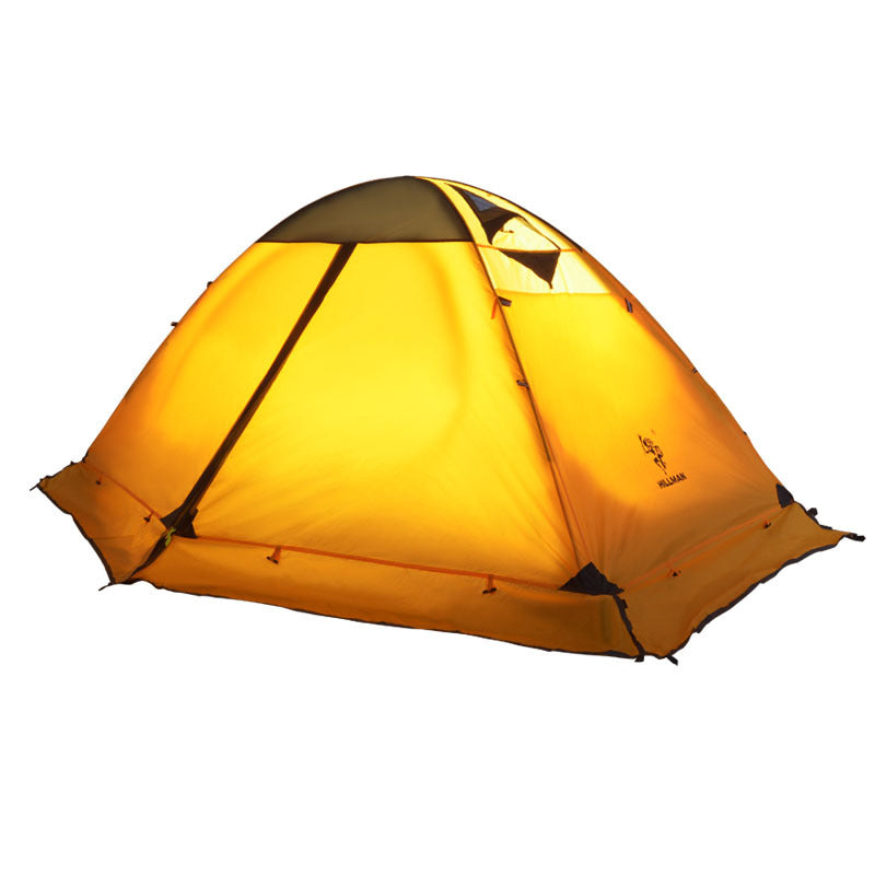 Outdoor camping double-layer tent with durable aluminum poles for backpacking and outdoor shelter