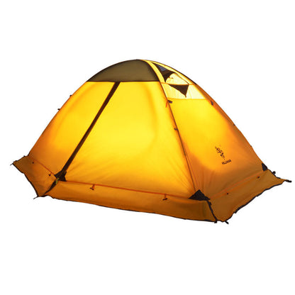 Outdoor camping double-layer tent with durable aluminum poles for backpacking and outdoor shelter