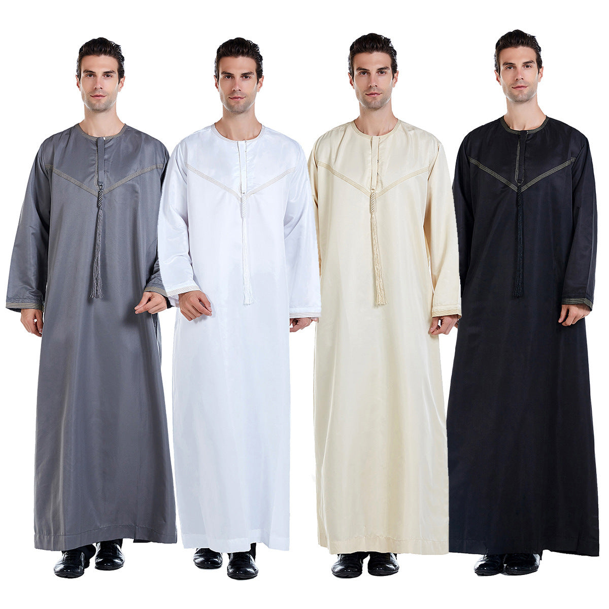 Summer Arab Middle Eastern men's robe in lightweight fabric, front view