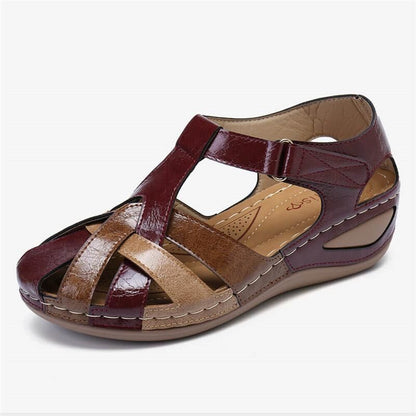 Women's waterproof mixed-color wedge sandals for summer, shown from the side