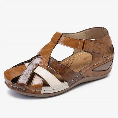Women’s waterproof summer wedge sandals with a colorful mixed-color design