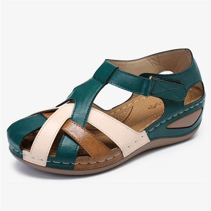 Women's waterproof summer wedge sandals with mixed-color design by My Store