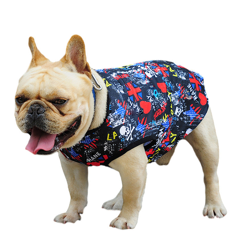 Trendy punk street dog clothes in a stylish urban design for pets