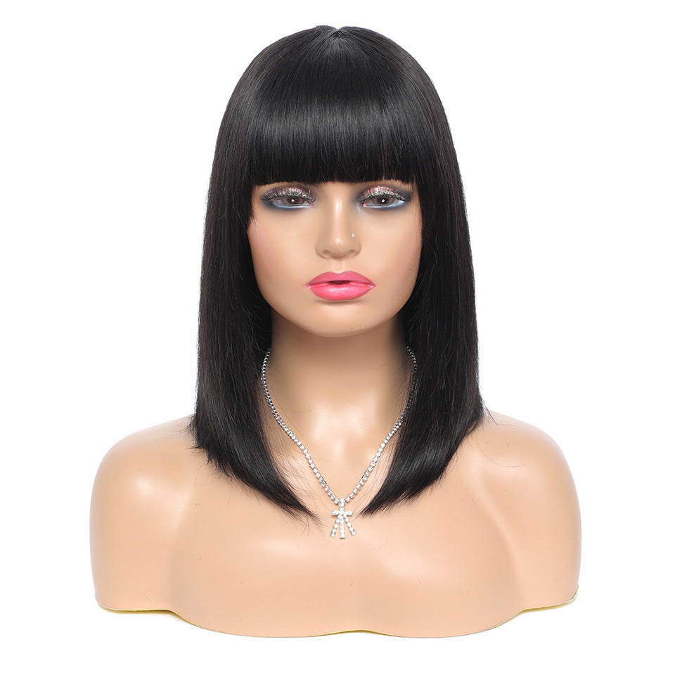 Women's short real hair bob headgear by My Store, shown from the front