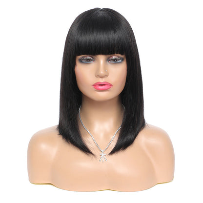 Women's short real hair bob headgear by My Store, shown from the front