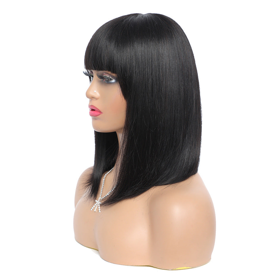 Women's short real hair bob headgear by My Store, shown from the front
