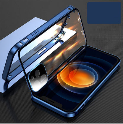 Apple compatible mobile phone shell with metal frame buckle and double-sided glass, Type 0