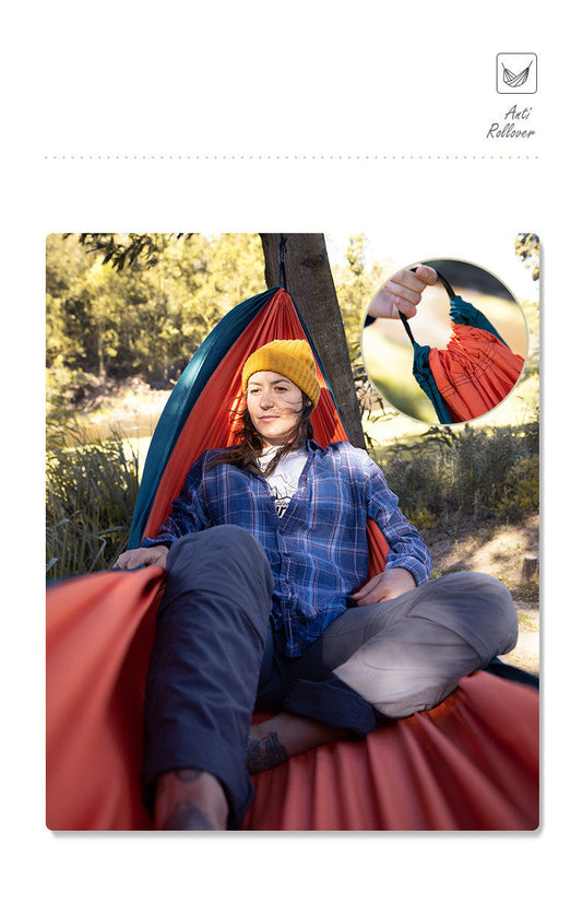Outdoor double hammock swing with anti-rollover design for portable camping glider use