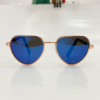 Creative fashion mini pet cat sunglasses with dark lenses and playful frame design.