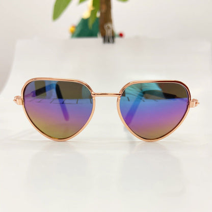Creative fashion mini pet cat sunglasses with playful frame design for cats, shown against a plain background