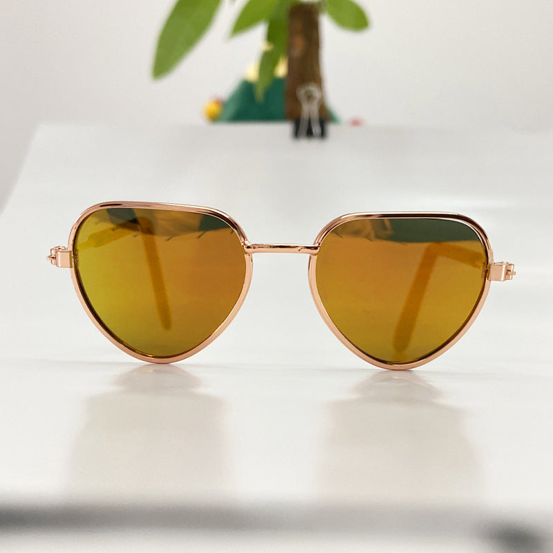 Creative fashion mini pet cat sunglasses, small black frames with dark lenses for cats.