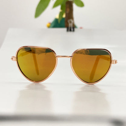 Creative fashion mini pet cat sunglasses, small black frames with dark lenses for cats.