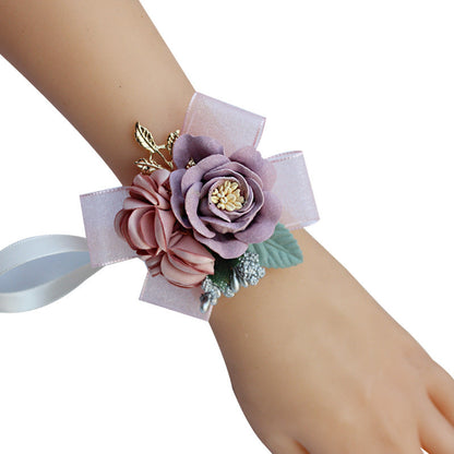 Korean wedding simulation corsage cloth wrist accessory for bride, delicate floral design