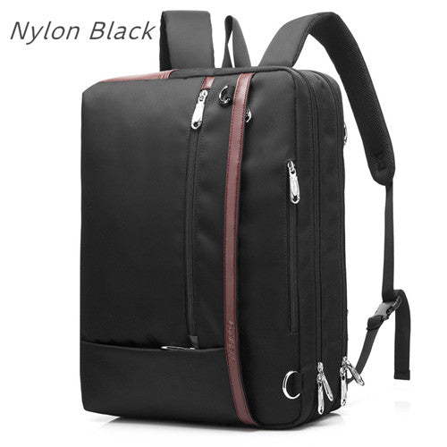 Nylon laptop bag with free handbag combo, black design shown from the front