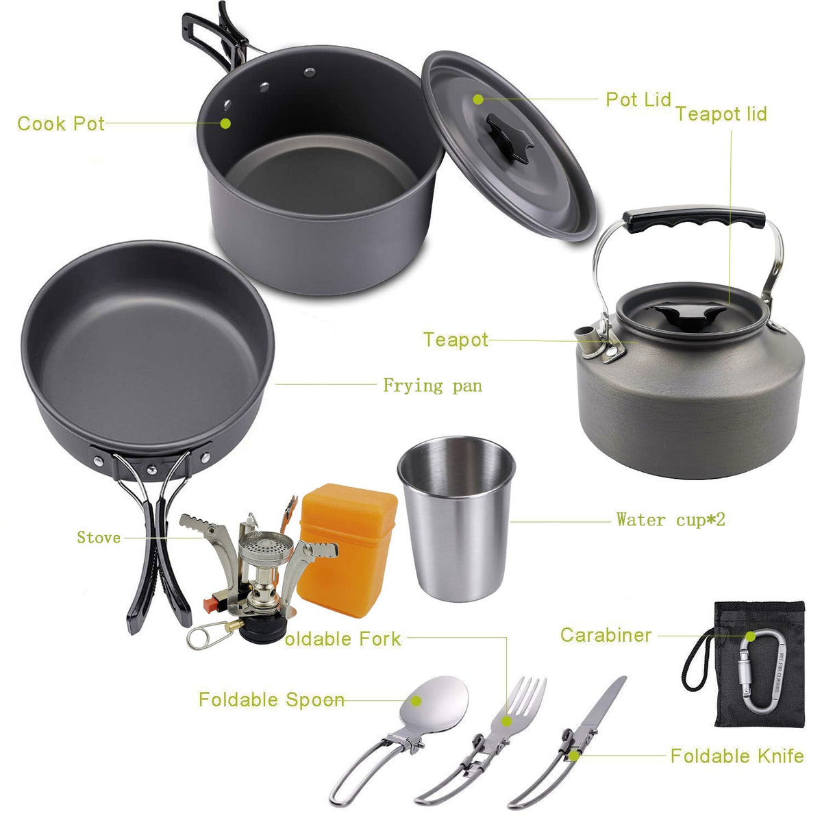 Portable camping outdoor cooker kettle for cooking and boiling water on the go