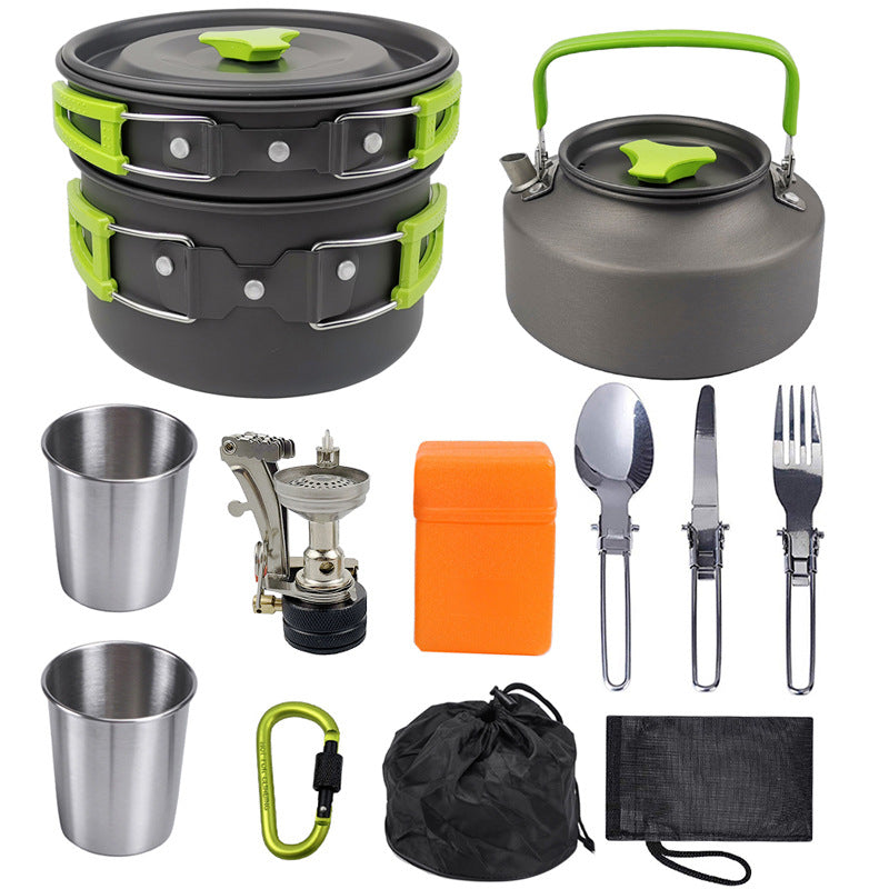 Portable camping outdoor cooker kettle for hiking and outdoor cooking setup
